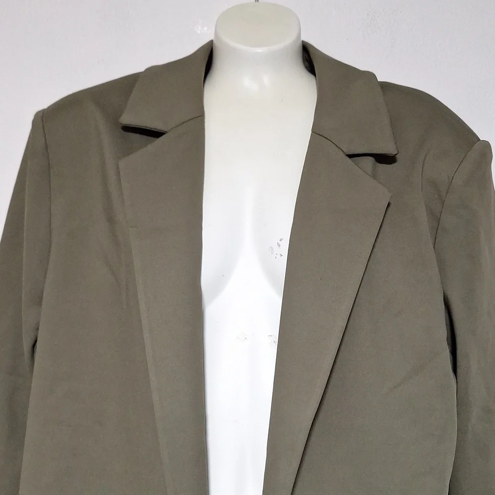 Elegant Olive Green Women's Jacket Blazer - Picture 6 of 12